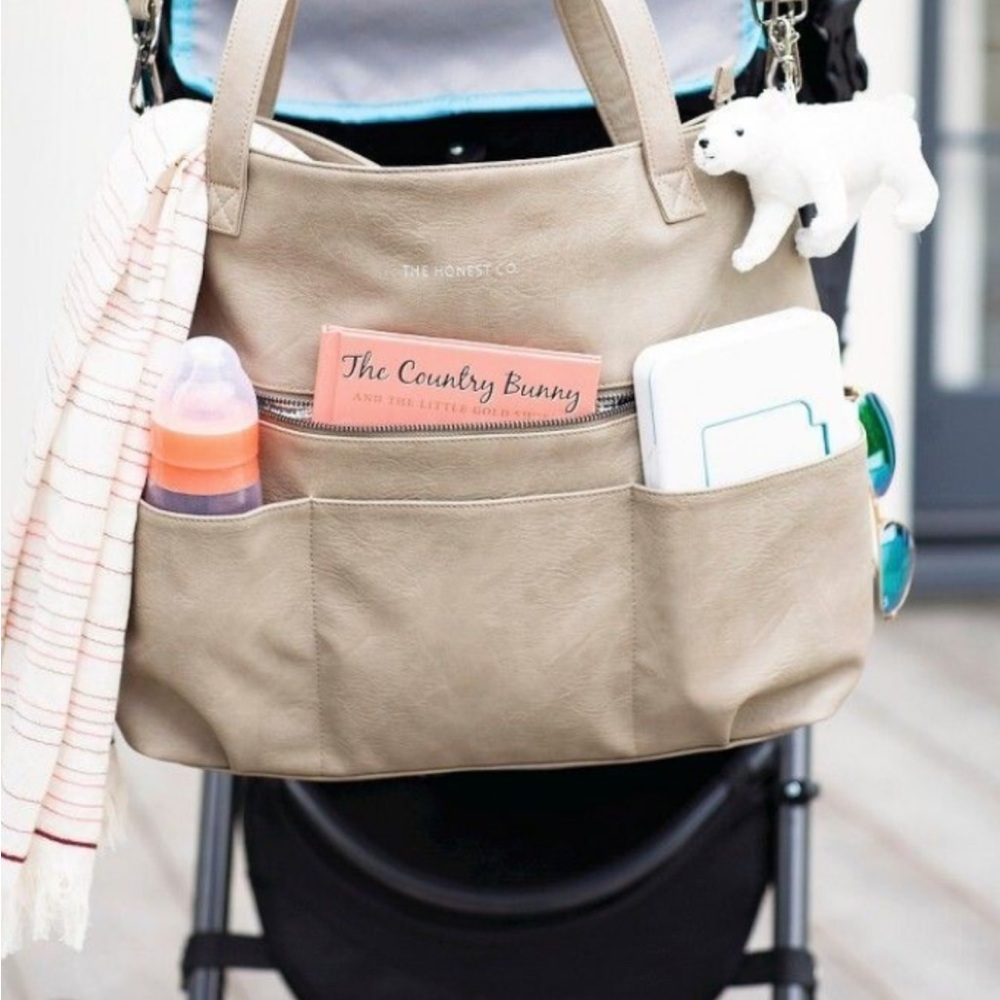 The Honest Company Green Shoulder Bag with Soft Leather  diaper bag